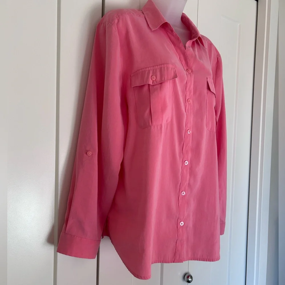 Chico’s Coral button up blouse silk-feel (Chico’s 3) XL - Picture 5 of 8